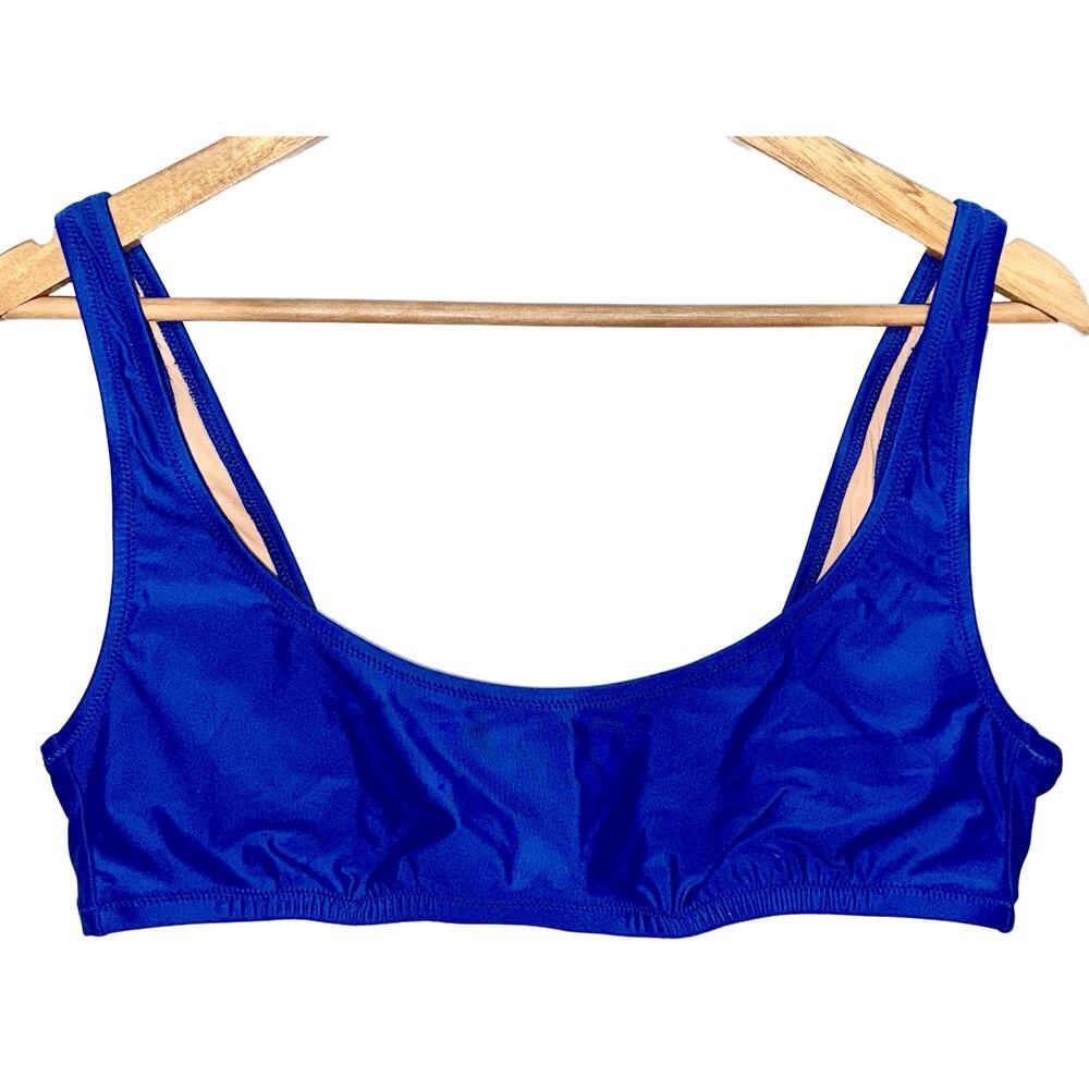 NWT J. Crew Heritage Scoopneck Bikini Top BX611 Royal Blue Womens Size Large L